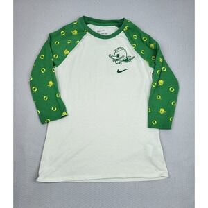 Nike Oregon Ducks Shirt Womens‎ Small White Mascot Raglan Outdoor Lightweight